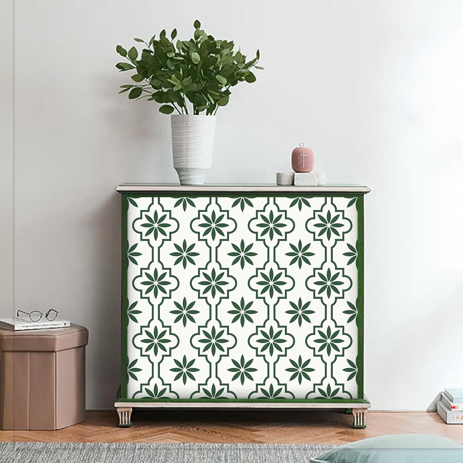 MORCART Peel and Stick Floor Tile, Vinyl Flooring Waterproof, DIY Flooring for Bathroom, Kitchen, Fireplace, Pet House, Stairs, Bedrooms, Wall (20PCS,7.87" x 7.87",Green)