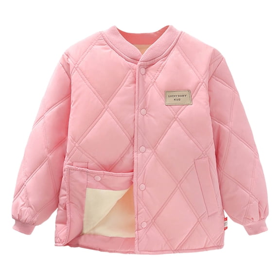 Hrsba Kids Fleece Jacket,Long Sleeve Hooded Solid Color Boys and Girls Quilted Liner Coat Fall Outerwear