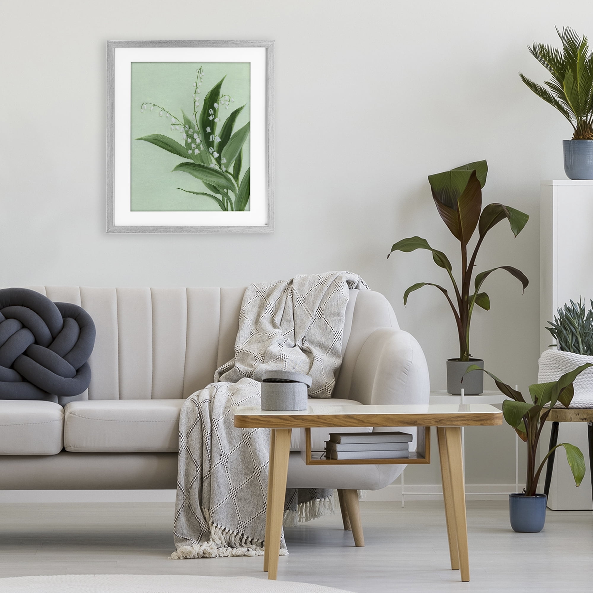 Stupell Industries Gentle Lily of Valley Gray Framed Print Under Glass, design by Grace Popp