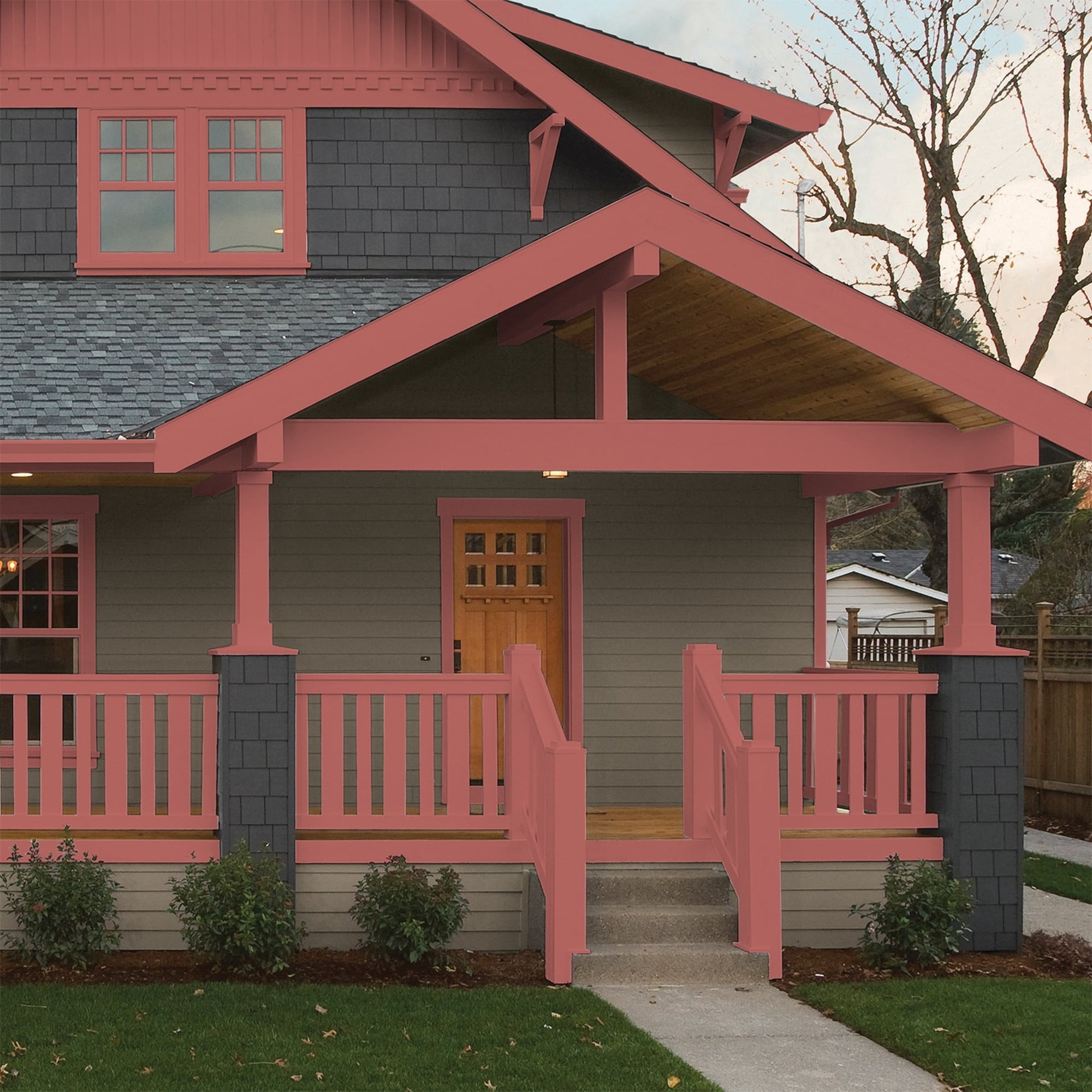Glidden One Coat Sienna Red / Red Semi-Gloss Exterior Paint with Primer, 5 Gallon