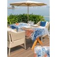 thumbnail image 5 of Outdoor Tablecloth with Umbrella Hole for Patio/Picnic/Party/Camping, Blue Coastal Jellyfish Waterproof Table Cloth Rectangle Table Cover Washable, Nautical Starfish Coral Wooden Grain (54"x 80"), 5 of 9