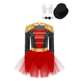 thumbnail image 3 of Yeahdor Womens Circus Ringmaster Cosplay Costume Sequins Long Sleeve Fringed Shoulder Tutu Leotard Dress Outfit Set A Black M, 3 of 7