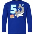 thumbnail image 3 of Inktastic 5th Birthday Shark with Cake Long Sleeve Youth T-Shirt, 3 of 5