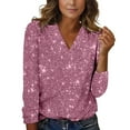 thumbnail image 2 of ZJXFGS Womens Sequin Tops for Gillter Party Women'S Fall Shirts Women Sequin Streetwear Shirts Womens Casual Shirts Cute Tops for Women Pink 2XL, 2 of 9