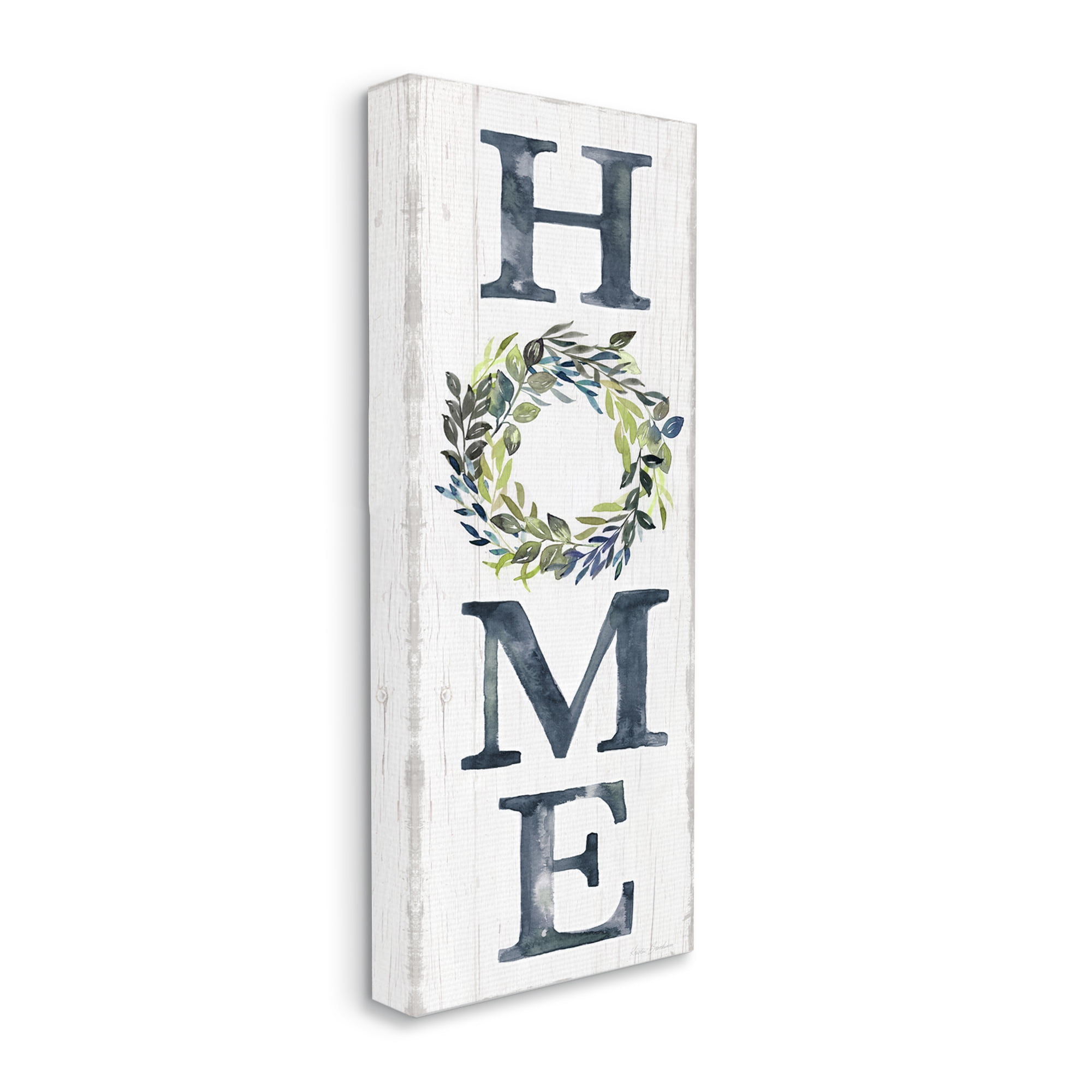 Stupell Industries HOME Sign Garland Twig Plant Leaves ,20 x 48, Design by Kristen Brockmon