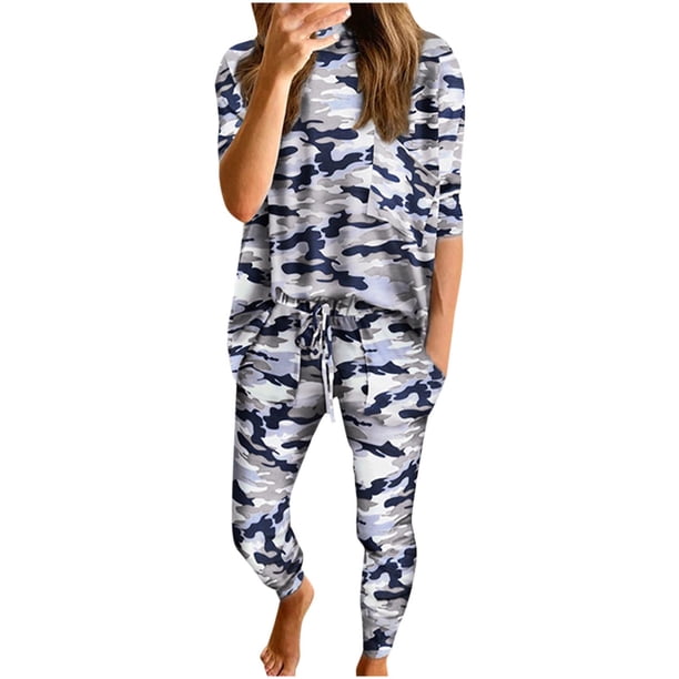 Pantalones de manga larga estampados sueltos de moda para mujer, traje informal de dos piezas Wmkox8yi bvn2479