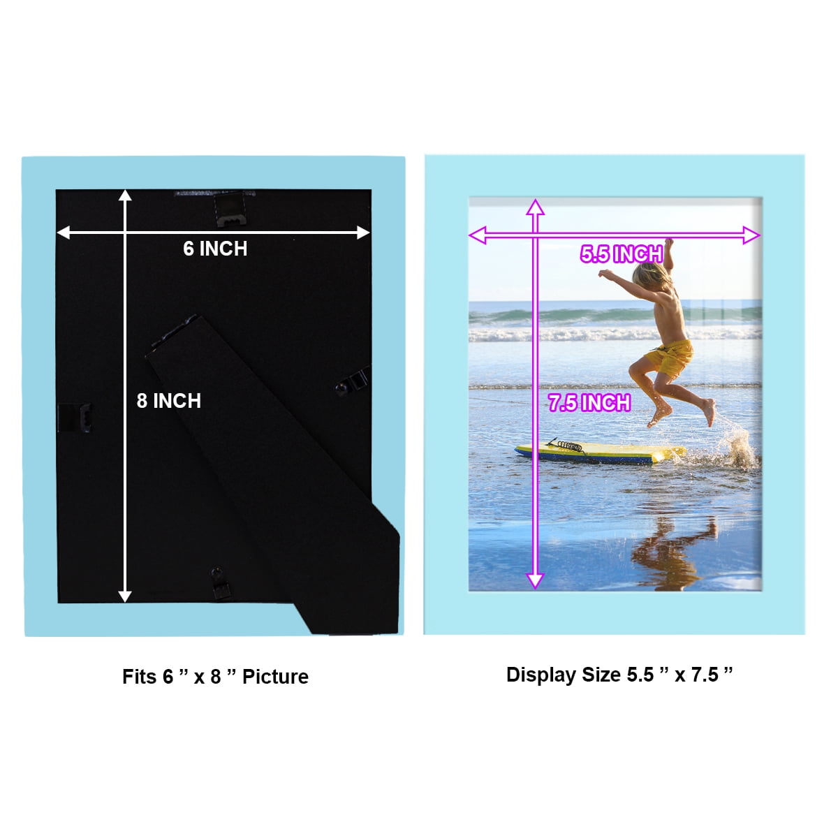 Modern Real Wood 6x8 inch Picture Frame in Blue