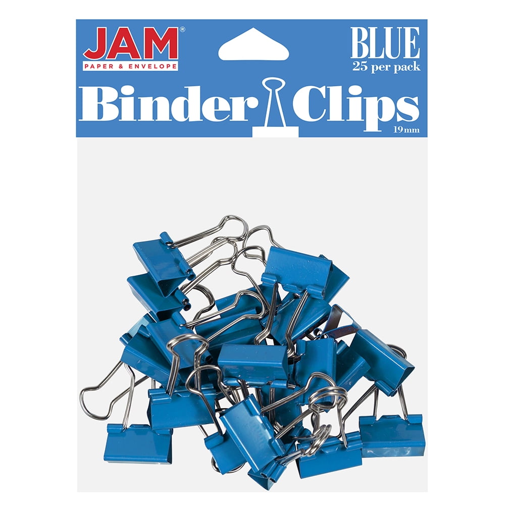 JAM Colorful Binder Clips, Small, 3/4 Inch (19 mm), Blue Binderclips