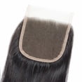 thumbnail image 4 of Straight Hair Bundles With Closure 100% Human Hair Bundles 3 Bundles With 4x4 Lace Closure Free Part #1B Natural Black Color (16 18 20+14), 4 of 5