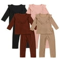 thumbnail image 2 of Girlâs  Solid Color Ruffles Long Sleeve Tops and Long Pants 2-7T, 2 of 10