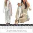 thumbnail image 3 of Conjunto Pijama para Mujer Nuevo Manga Larga Con Aberturas Pantalones Irregulares Trajes Sueltos Wo (Beige M), 3 of 9