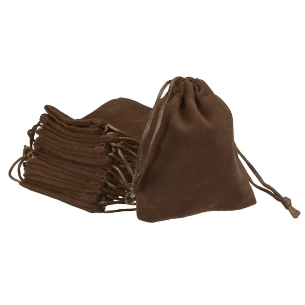 Bolsas de Terciopelo con Cierre de Cuerda 2.76x3.54 Pulgadas Bolsas de Regalo Fundas para Joyería Marrón 10 Pcs
