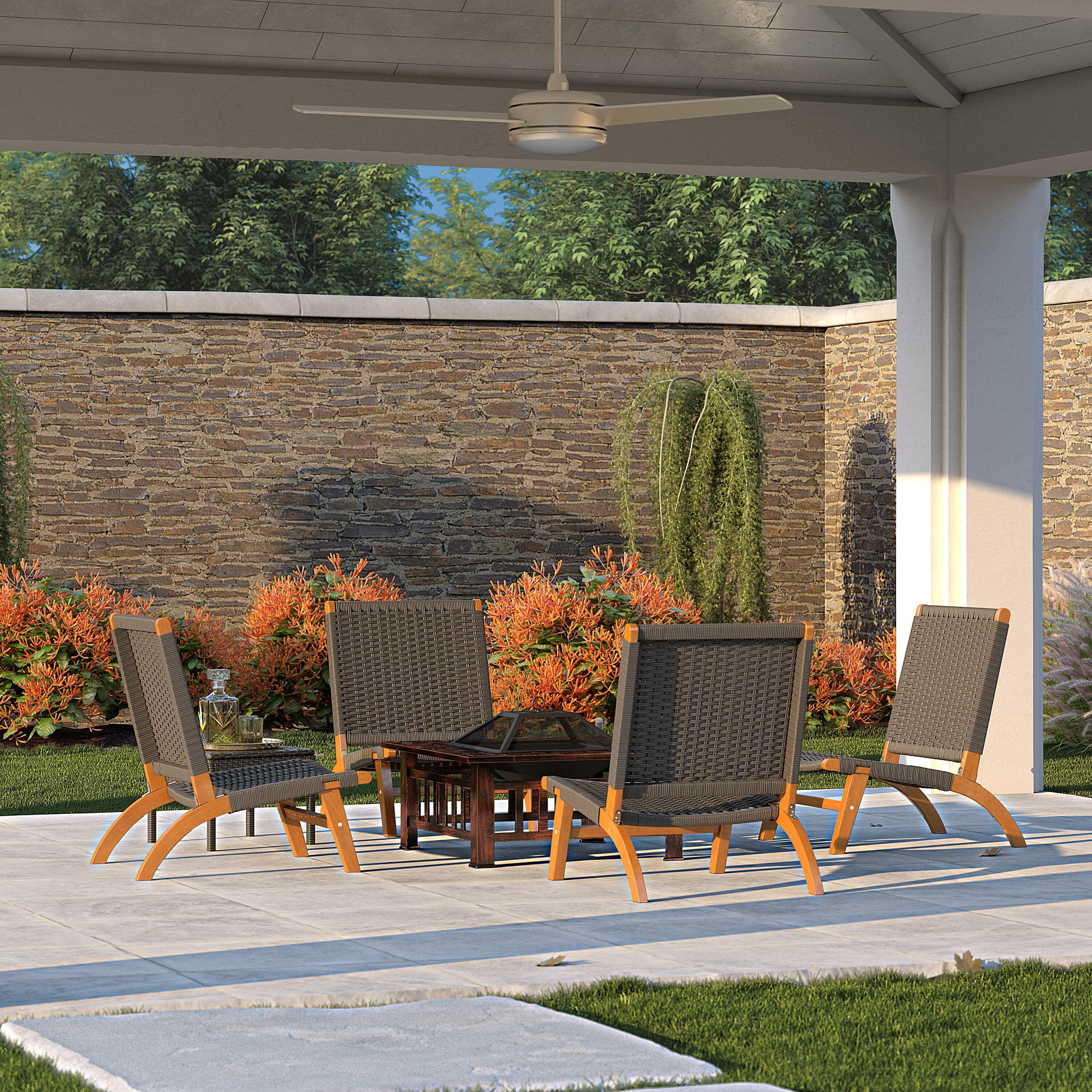 Fire Sense Foxdale Steel Square Wood Burning Fire Pit