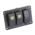 thumbnail image 3 of Panel de interruptor basculante de 2 bandas, panel de interruptor de palanca de cargador USB doble, panel de interruptor de 2 luces individuales y cargador de coche de 3,4 A con 45(verde), 3 of 14