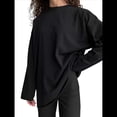 thumbnail image 2 of Camisetas de Larga con Cuello Redondo Extragrande para Mujer, Blusas Básicas de Otoño, Ropa Informal de Entrenamiento Y2K. Negro M, 2 of 8