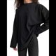 thumbnail image 2 of Camisetas de Larga con Cuello Redondo Extragrande para Mujer, Blusas Básicas de Otoño, Ropa Informal de Entrenamiento Y2K. Negro L, 2 of 8