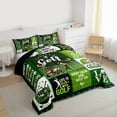 thumbnail image 3 of Feelyou Modern Gold Lover Full Size Comforter Sets for Kids, Est Sleep Sports Bedding Comforter Set, Green Patchwork Plaid Reversible Bedding Sets, Super Cozy Room Decor, 3pcs, 3 of 8