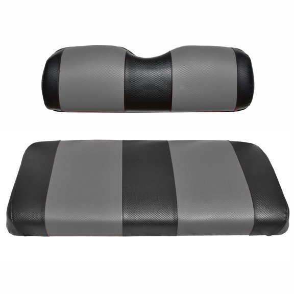 Universal Golf Cart Rear Replacement Seat Cover Set (Black & Charcoal)