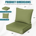 thumbnail image 2 of Kimunuk 2 Pack Outdoor Deep Seat Cushion Set, 24" x 24" x 6.5" Patio Furniture Chair Cushions Replacement for Sofa Couch, Light Green, 2 of 6