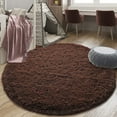 thumbnail image 4 of Junovo Round Fluffy Area Rugs For Kids Girls Princess Castle Plush Shaggy Carpet Cute Circle Nursery Rug For Kids Room Bedroom Living Room,4'x4',Coffee, 4 of 7
