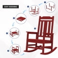 thumbnail image 6 of LOYALICE Outdoor High Back Porch Rocking Chair Set of 2,HDPE Oversized Adirondack Slat Rocker Chairs for Patio,Garden,Lawn,Balcony,Dark Red, 6 of 9