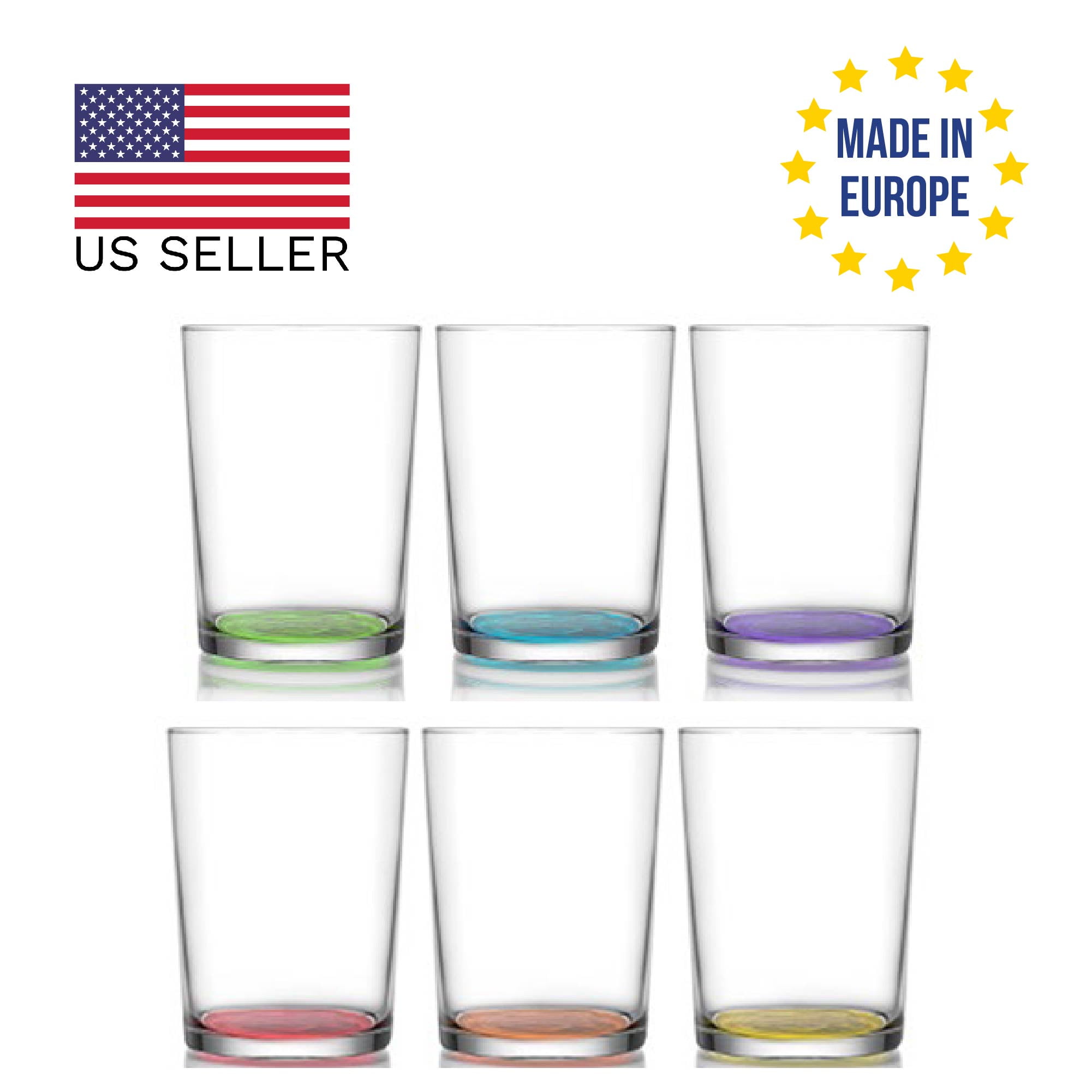 LAV Bodega Painted Glass Set, Tall Drinking Water Glasses, Glass Cup