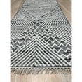 thumbnail image 3 of EORC Black Handwoven Wool Contemporary Punja Kilim Rug, 2' x 8'-Color:Black,Material:Wool, 3 of 3