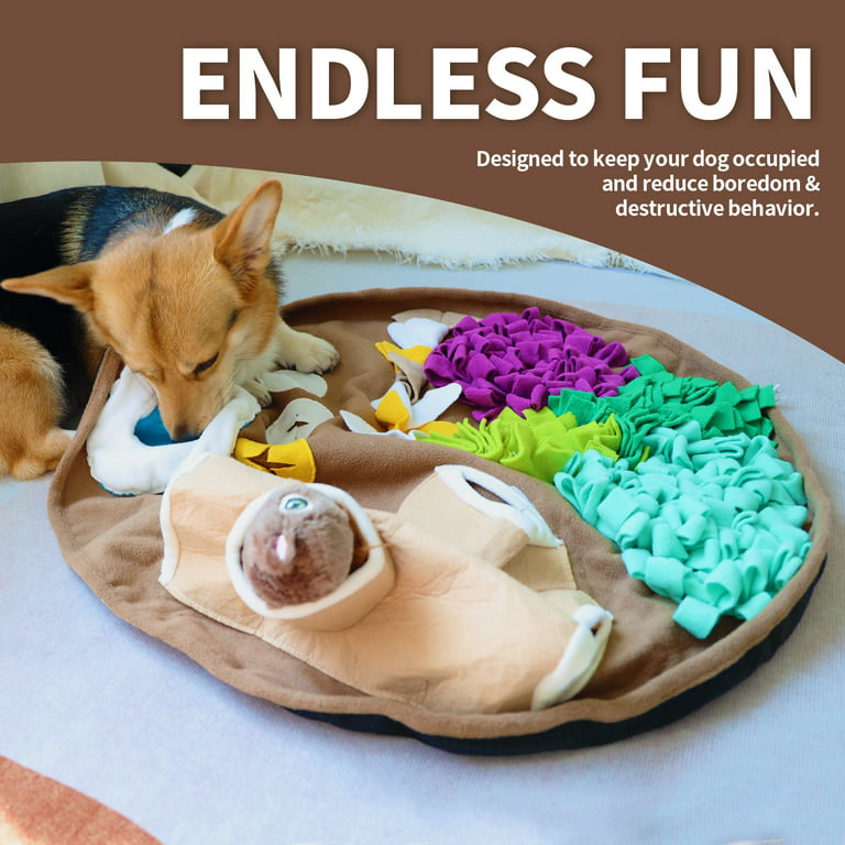 All For Paws Dog Snuffle & Nosework Training Feeding Mat with Squirrel Toy