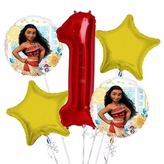 Moana Balloon Bouquet 1st Birthday 5 pcs Party Supplies