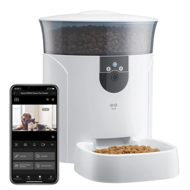 Geeni PetConnect Dog Feeder + Cam 2K 7L Smart Feeder with Camera