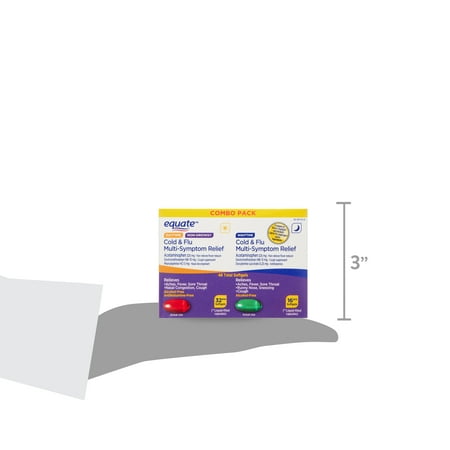 Equate Cold & Flu Multi-Symptom Relief Daytime and Nighttime Softgels, 48 Count