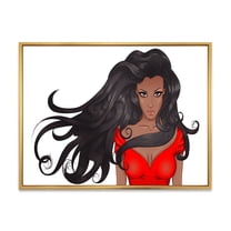 Designart 'Portrait of African American Female XIV' Modern Framed Canvas Wall Art Print