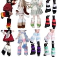 thumbnail image 3 of Wangsaura Women Leg Warmer, Contrast Color Stripe Warmer Boot Cuff Stockings, 3 of 3
