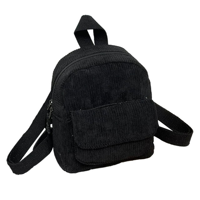 Mochila pequeña de pana Qarigey Estructura duradera regalo para amantes de la moda Mochilas de viaje Retro negro