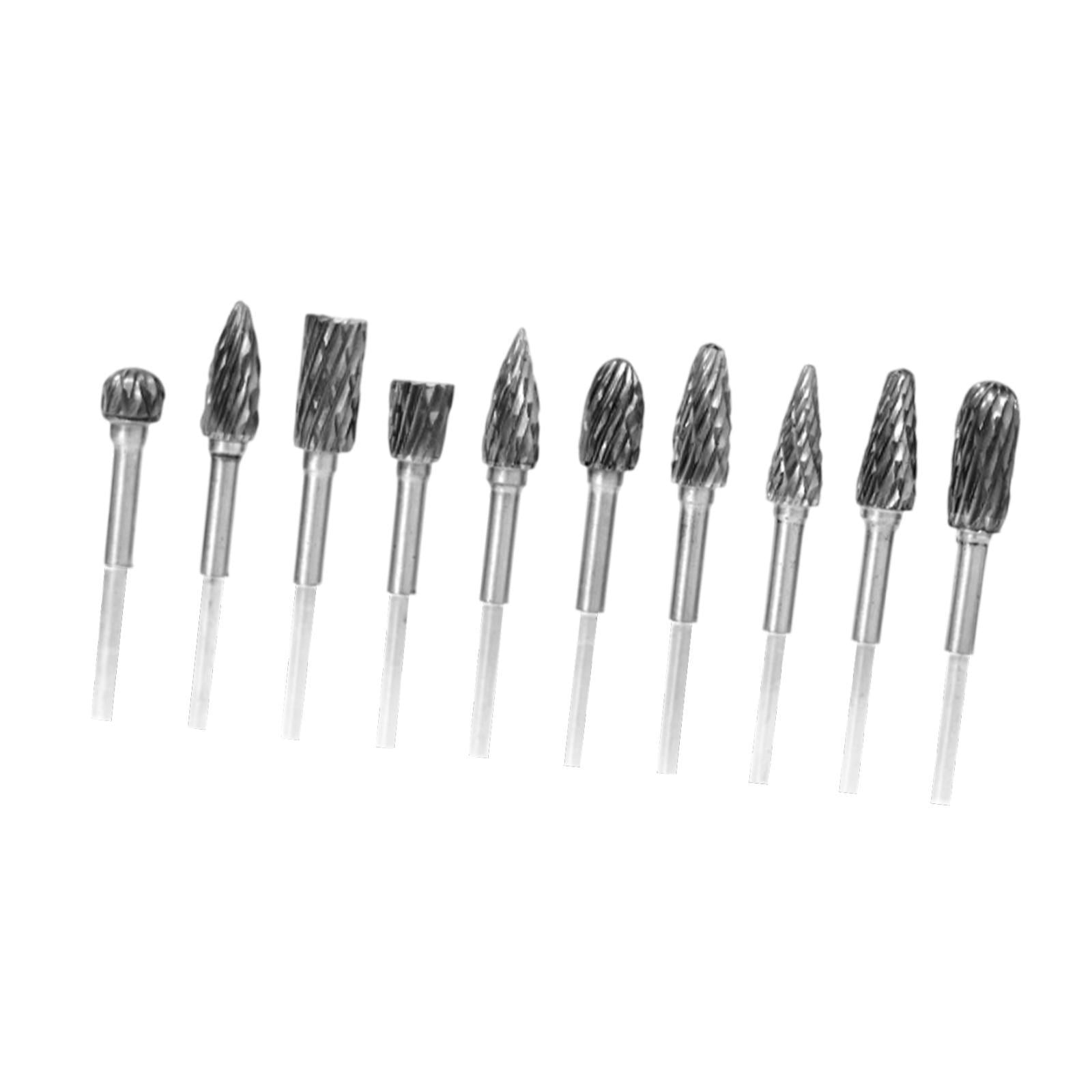 oshhni 10 Pieces Rotary Drill Set Double Cut Carving Bits for Woodworkings Workshop