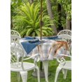 thumbnail image 3 of Outdoor Tablecloth with Umbrella Hole for Patio/Picnic/Party/Camping, Spring Botanical Waterproof Table Cloth Round Cover Washable, Green Leaves Deers Birds Flowers Gray Plaid (Dia 54"), 3 of 8