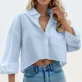 thumbnail image 5 of Weardear Long Sleeve Shirt for Women Button Down Cropped Shirts Plus Size Blouses Dressy Casual Lapel Shirt with Front Pocket, 5 of 7