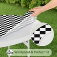 thumbnail image 5 of Black and White Checkered Pattern Round Fitted Tablecloth with Elastic Edge,Dining Table Cover Waterproof,Outdoor Round Tablecloth for Camping,Dining,Indoor and Outdoor, 5 of 7