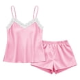 thumbnail image 5 of Yutgune Women's Satin Pajama Sets Pjs Sets For Women Lace Cami Shorts Soft Stretch Pajamas For Women Set S-XXL, 5 of 6