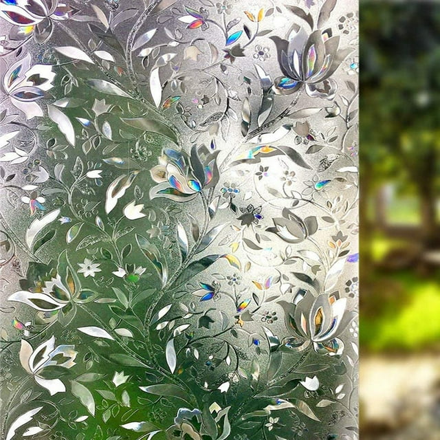 Película de ventana 3D Película electrostática Protección de privacidad Anti-UV Película de ventana decorativa Patrón de tulipanes de flores anticrecimiento 45 × 200 cm TUNC Sencillez