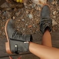thumbnail image 6 of Women's Boots Plus Size Stretch Knit Mid-Calf Boots Round Toe Side Zipper Low Block Heel Soft Padded Insole Versatile Casual Fashion Outdoor Daily Wear, 6 of 9