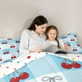 thumbnail image 4 of Homewish Blue Square Buffalo Bedding Comforter Set 7pcs for Teen, Cute Cartoon Cherry Queen Bedding Sets, Kawaii Bow-tie Bowknot Reversible Queen Sheet Sets, Luxury Bedroom Decor, 4 of 7