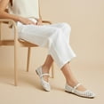 thumbnail image 3 of Cushionaire Weston Hand Woven Ballerina Flats for Women – Faux Leather Mary Jane Shoes Women Footwear with Adjustable Braided Strap, 3 of 14