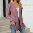 thumbnail image 5 of Ecqkame Cardigan Sweaters for Women Knit Long Sleeve Open Front Sweaters Outwear Lightweight Jacket E-Purple XXL on Clearance, 5 of 8
