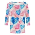 thumbnail image 5 of Feancey Plus Size Cute Tops for Women Valentines Heart Graphic 3/4 Sleeve Blouse Loose Fit Crew Neck Casual T-Shirts Spring Clothes Pink 3XL, 5 of 7