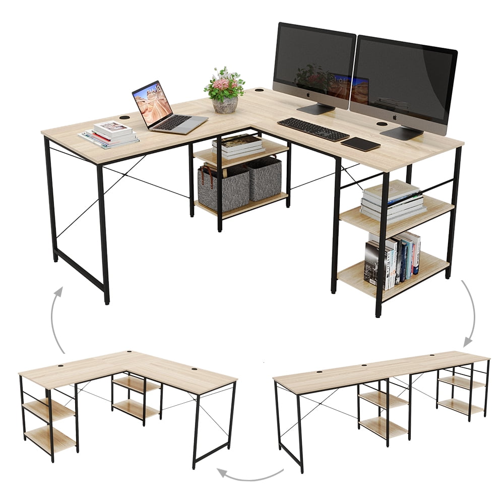 Bestier 95.5 inch 2 in 1 LShaped Computer Desk Extra Long Table