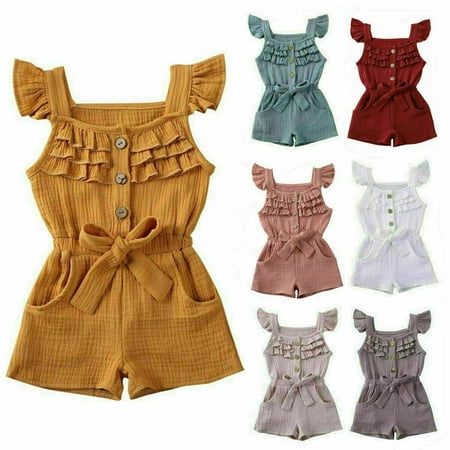 

Summer Newborn Kids Boys Girls Bodysuit Ruffle Romper Jumpsuit One-Piece Outfits Playsuit Sunsuit