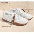 thumbnail image 3 of LUCKY STEP Retro Fashion Sneakers with Gum Sole Comfort Low Top Casual Shoes,White,Womens, 3 of 10