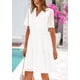 thumbnail image 4 of Vestido PRETTYGARDEN para mujer, manga corta, cuello en V, ojales, blanco, 4 of 9
