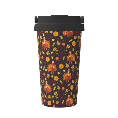

Matuu Turkey Bird for Insulated Coffee Mug Reusable Travel Coffee Cup Spill Proof 16oz Stainless Steel Coffee Cups for Hot/Ice Coffee Tea